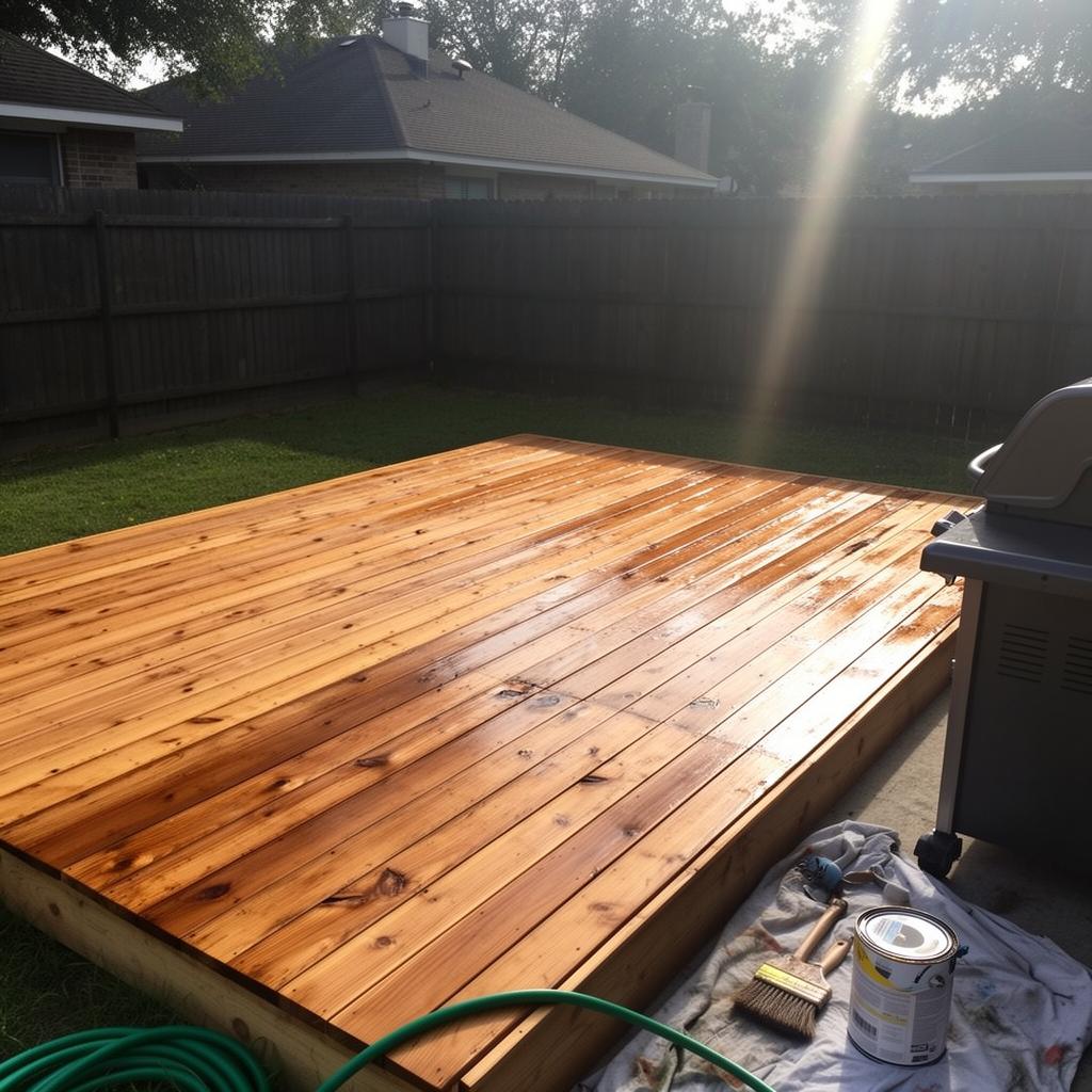 Deck Restoration before and after in Cypress, TX
